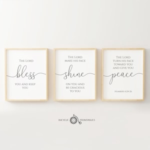 The Lord Bless you and keep you The Lord make his face shine on you and give you peace Number 6: 24-26, Bible Print Triptych Christian Quote