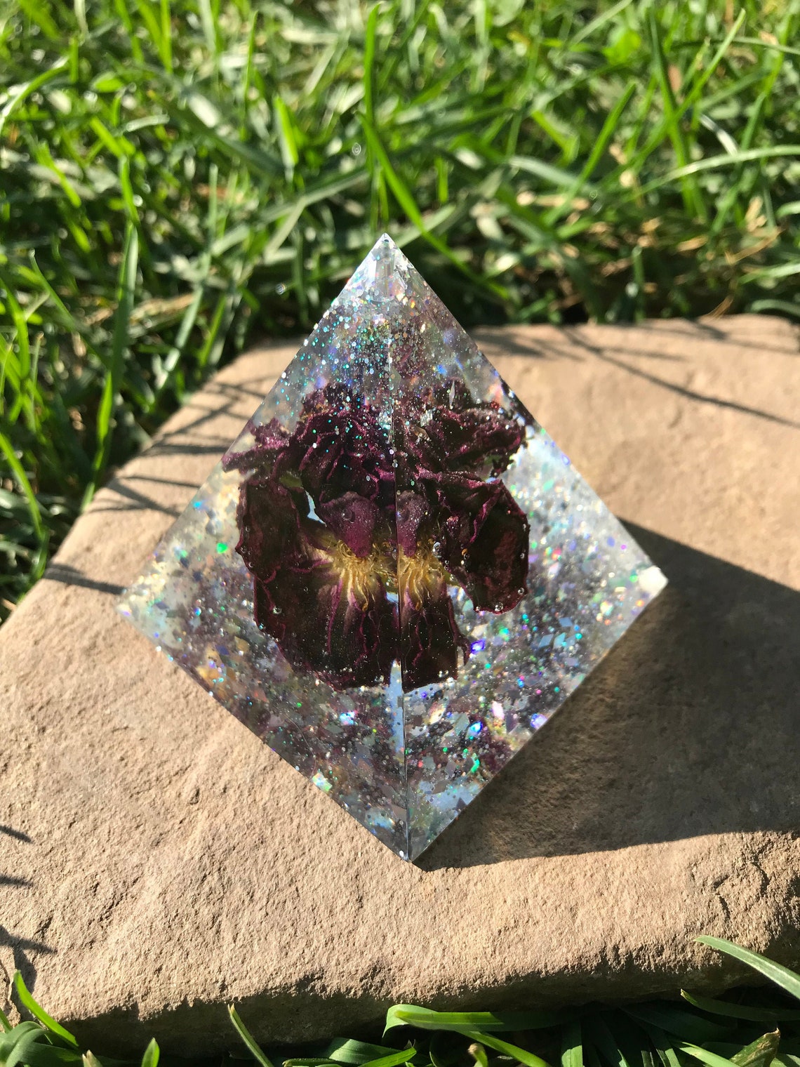 Preserved Flowers Resin Pyramid Etsy