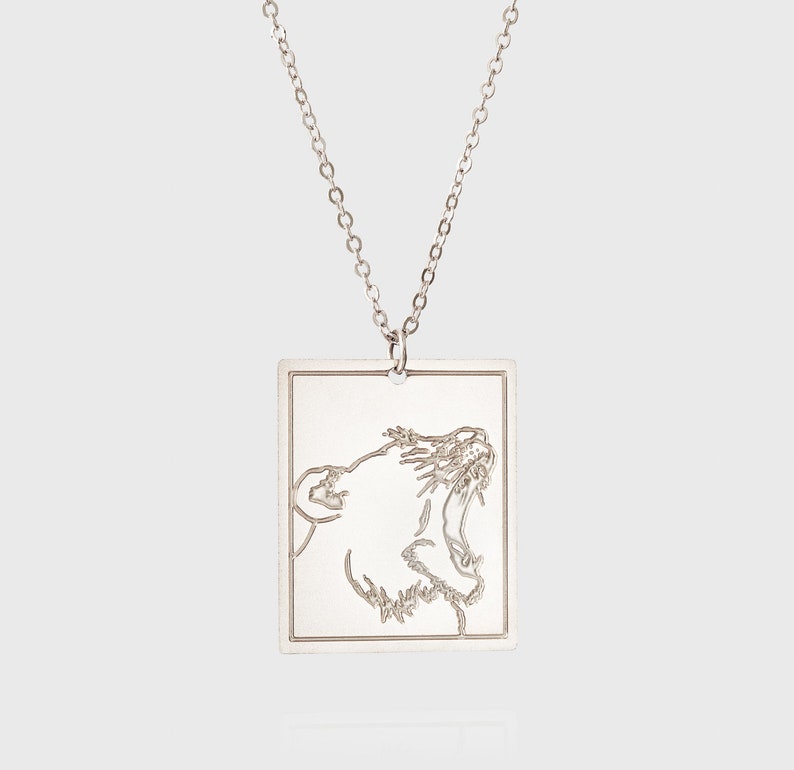 Animal lover gift lioness silver necklace
