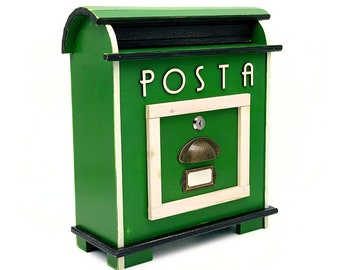 Wood mailbox letterbox post stand, american style post box, vintage style large format wooden mailbox, green letterbox