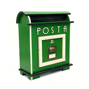 Cassetta postale in legno per esterni, cassetta delle lettere in legno americana in stile vintage formato grande, buca delle lettere verde