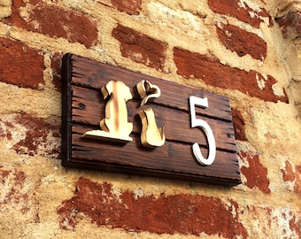 Anpassbare Hausnummer aus Holz, modulares Hausnummernschild, Hausnummernschild, Türnummer, Hausadresse