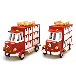 2x Calendario dell'avvento a forma di camion in legno, calendario di natale, calendario perpetuo, regalo per bambini, regalo di natale