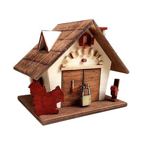 Wooden piggy bank, Valentine&#39;s gift, romantic wooden cottage, couple gift idea, wooden box, wedding piggy bank, marriage piggy bank