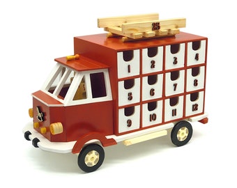 Advent calendar MAXI truck, wooden calendar, christmas calendar with drawers, wooden truck, red calendar, advent calendar box, advent house