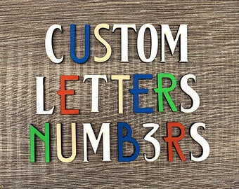 Wooden letters and numbers FONT and COLOR customized, laser cut shapes height 5 cm, wooden alphabet letters, personalized writings