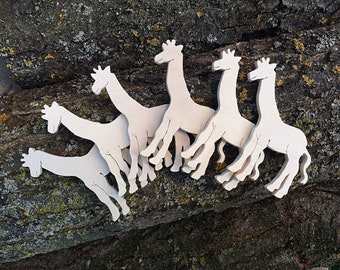 6 pcs giraffe cutout, giraffe cut out, giraffe wall decor, giraffe wood, wood giraffe, scrapbooking, cutout animals, giraffe silhouette