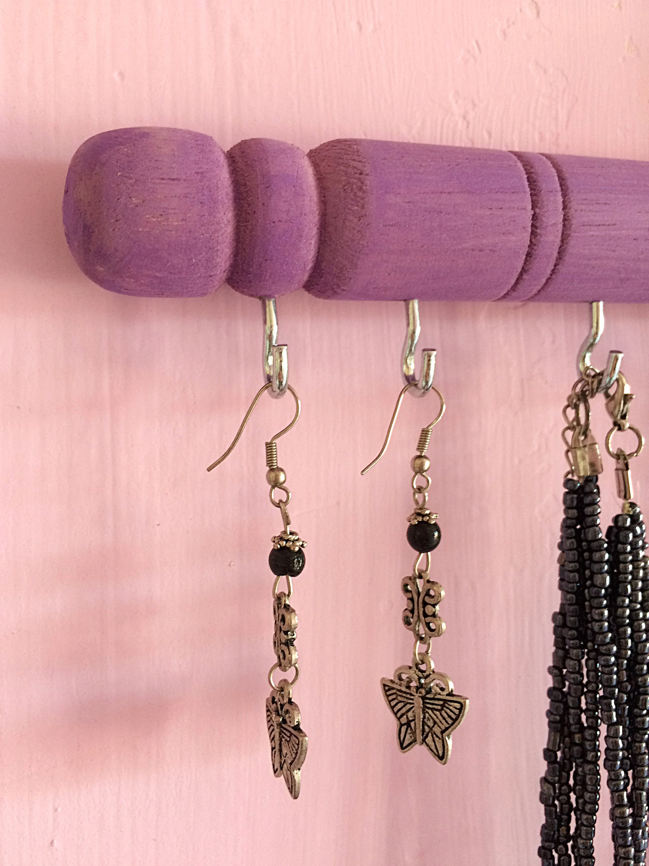 Necklace Holder Wall Shabby Chic Hooks Earrings Holder Etsy