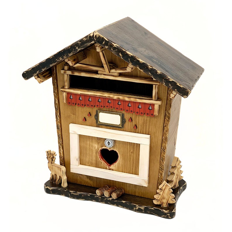 Rustic Deer Mail Box Postbox, Wooden Letter Box, Wooden Mailbox, Countryside, Wooden Cottage ...