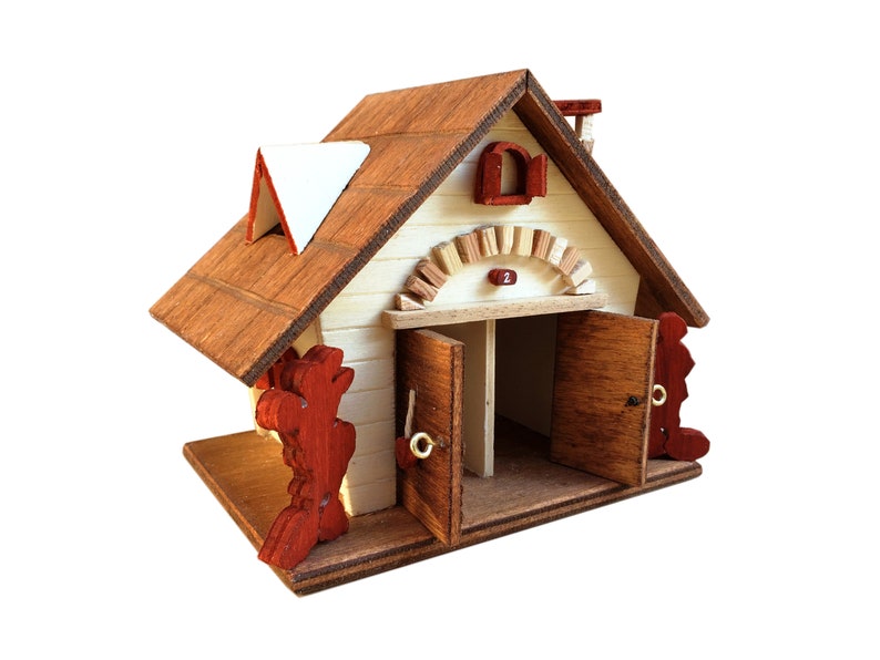 Salvadanaio salvadanaio in legno Villa House con luce a LED