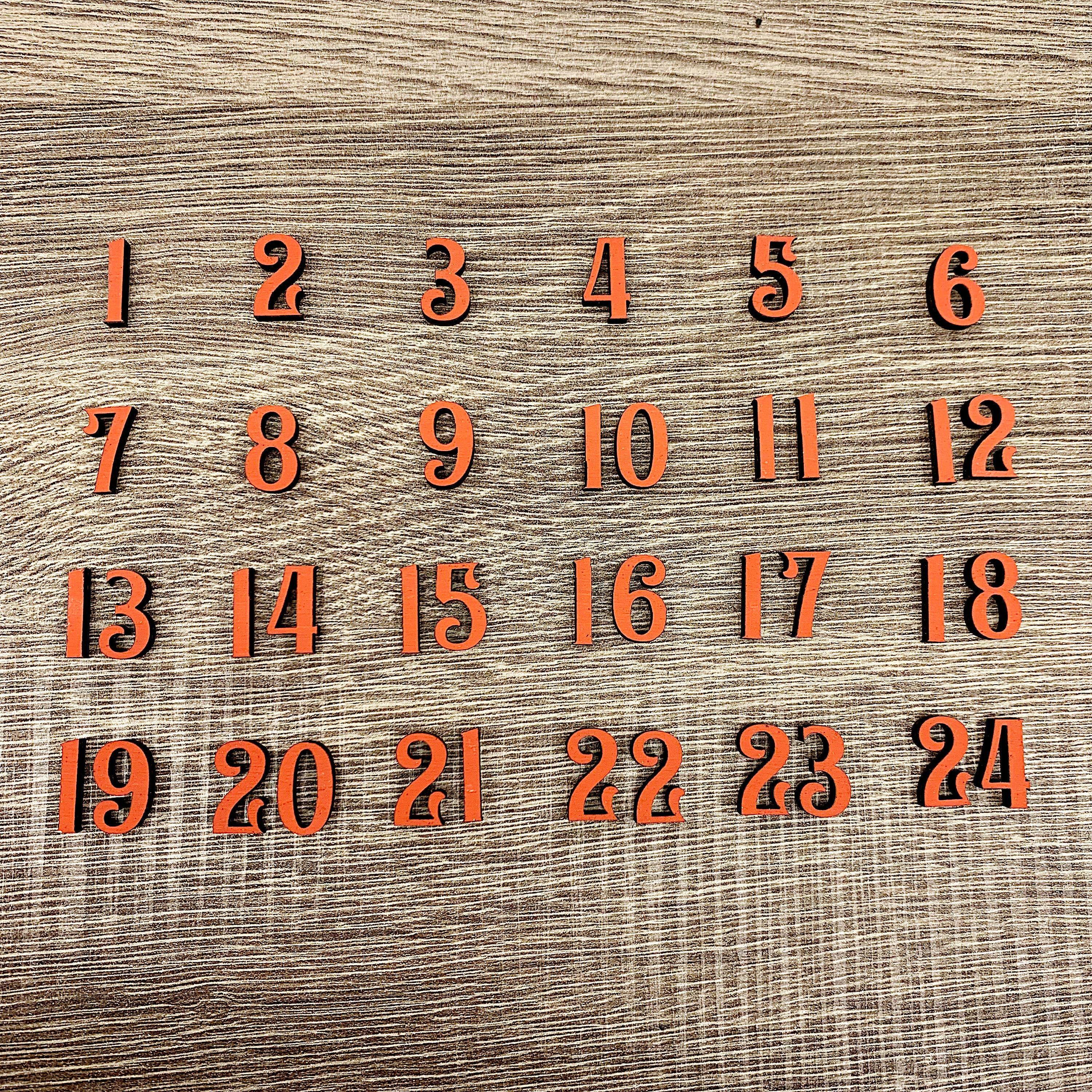 Chiffres Bois Calendrier De L'Avent - 24 Pièces Étoile - Compte à Rebours Noël - Déco DIY - 11