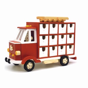 Advent calendar, wooden calendar, christmas calendar, wooden truck, red calendar, gift idea, advent calendar box, advent box, advent wood image 4