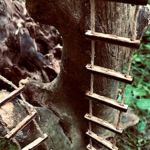 Miniature Fairy Gnome Ladder Wood and Rope 6 to 26 Inches, Wooden Gnome ...