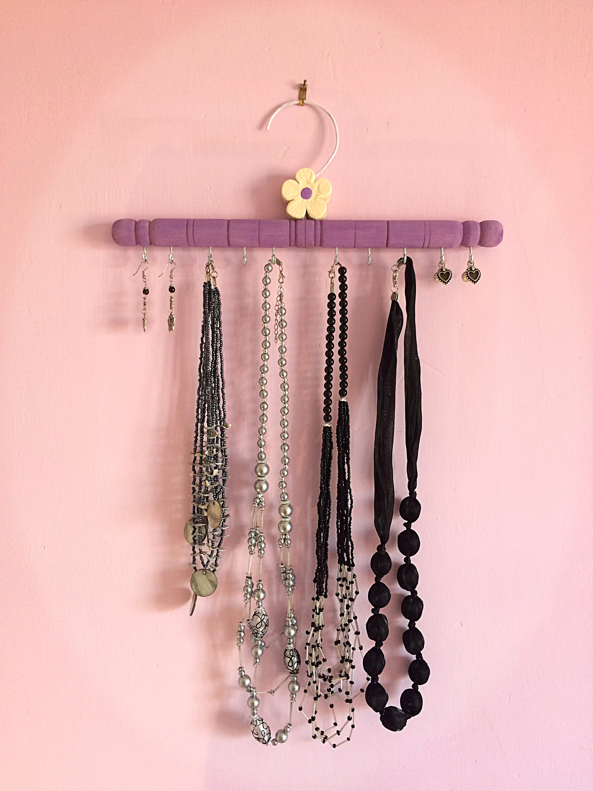 Necklace Holder Wall Shabby Chic Hooks Earrings Holder Etsy