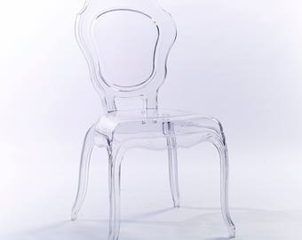 Clear V2 Bella Cinderella Transparent Modern Ghost Chair Side Chair