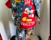 Mickey Birthday Boy or Girl Distressed Mickey Mouse Denim Jacket Vest Tee Jeans ANY CHARACTER AVAILABLE Mickey, Minnie Birthday Outfit