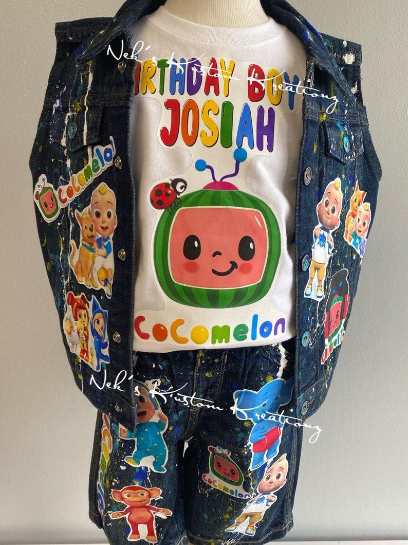 Cocomelon Birthday Boy or Girl Distressed Denim Jacket/vest | Etsy