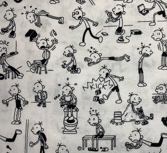 Diary Of A Wimpy Kid Sketch Fabric Character Fabric 100 Cotton Fabric White Background Robert Kaufman