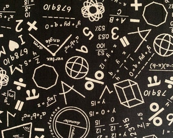 STEM Squad Math Fabric - Black -  100% Cotton - Michael Miller - Novelty Fabric