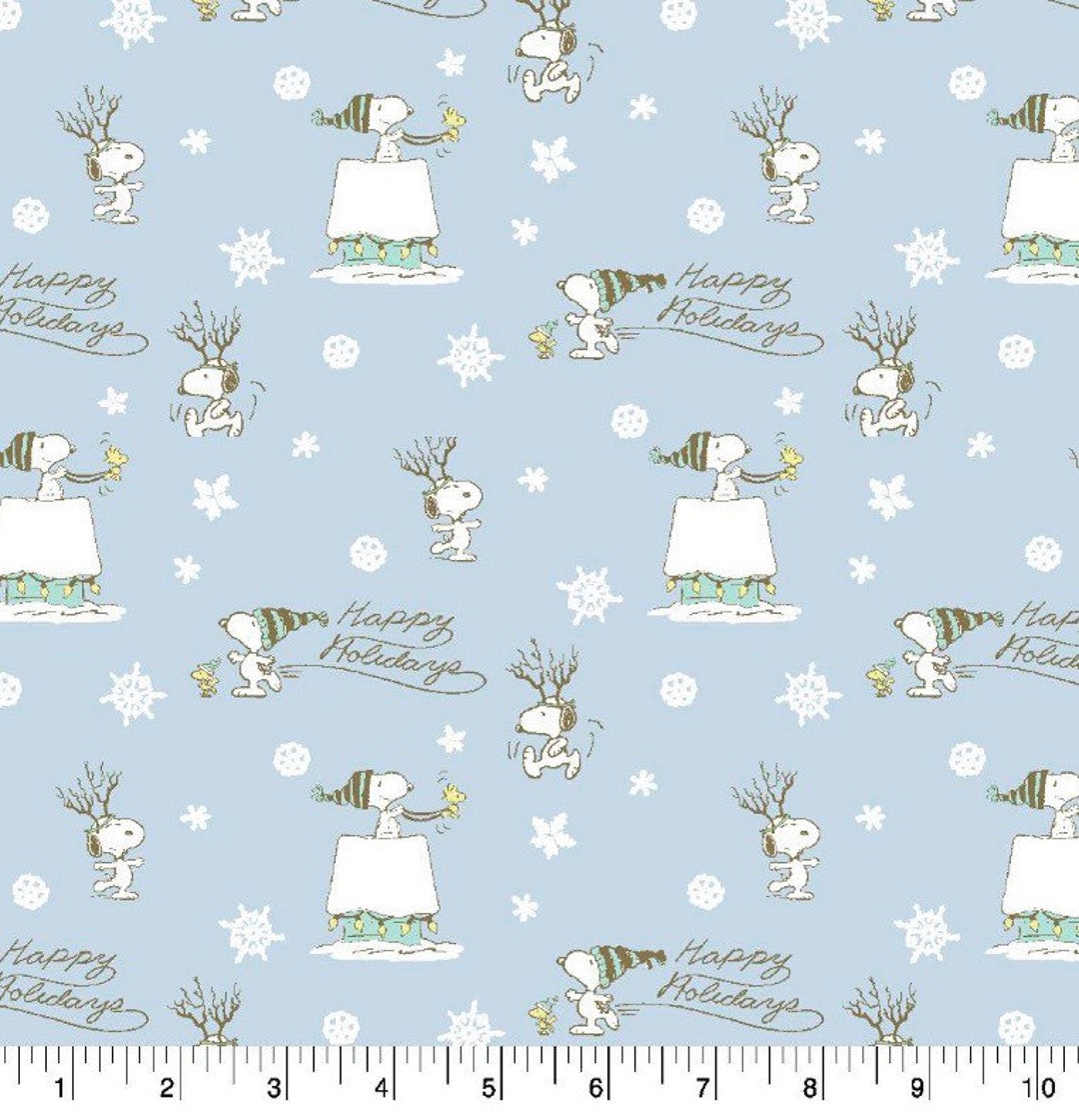 Peanuts Christmas Fabric Snoopy Happy Holidays Licensed Etsy