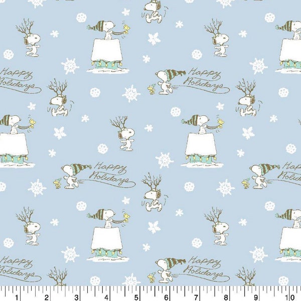 Peanuts Christmas Fabric  - Snoopy Happy Holidays   - Licensed Character Fabric - 100% Cotton - Springs Creative