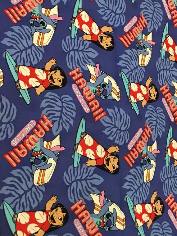 Disney Lilo and Stitch Surfs Up Hawaii Surf Club Cotton Fabric Fat Quarter