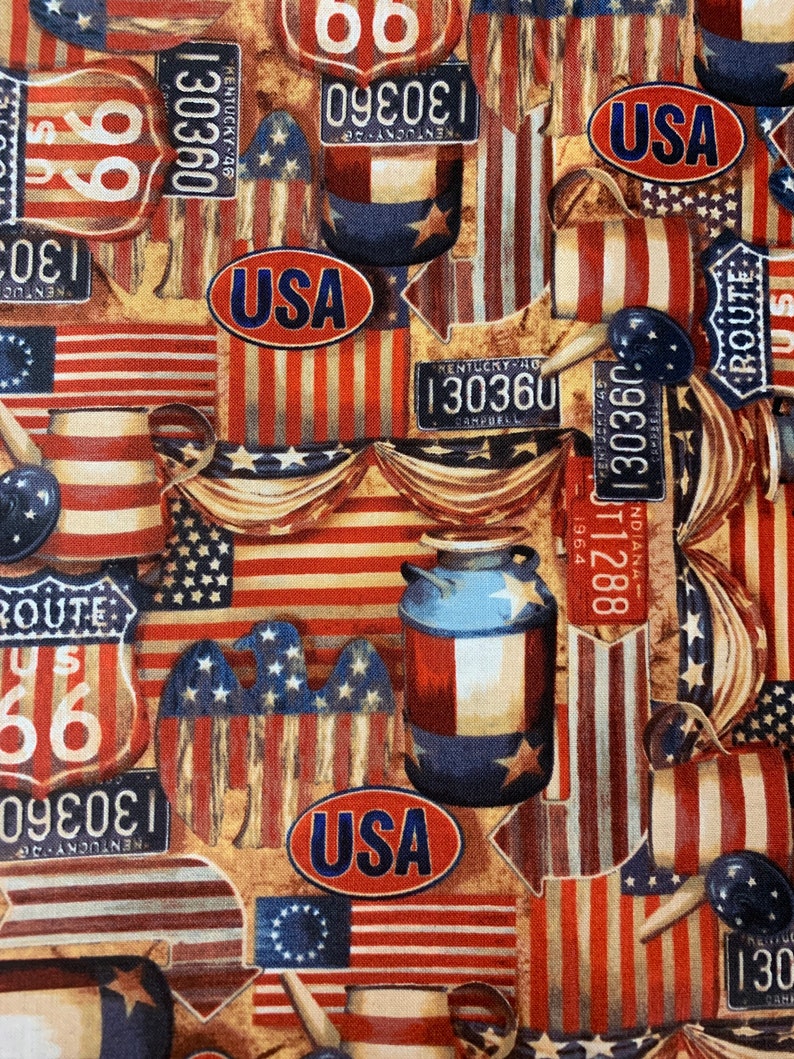 Route 66 Fabric American Patriotic Novelty Fabric Joann Etsy