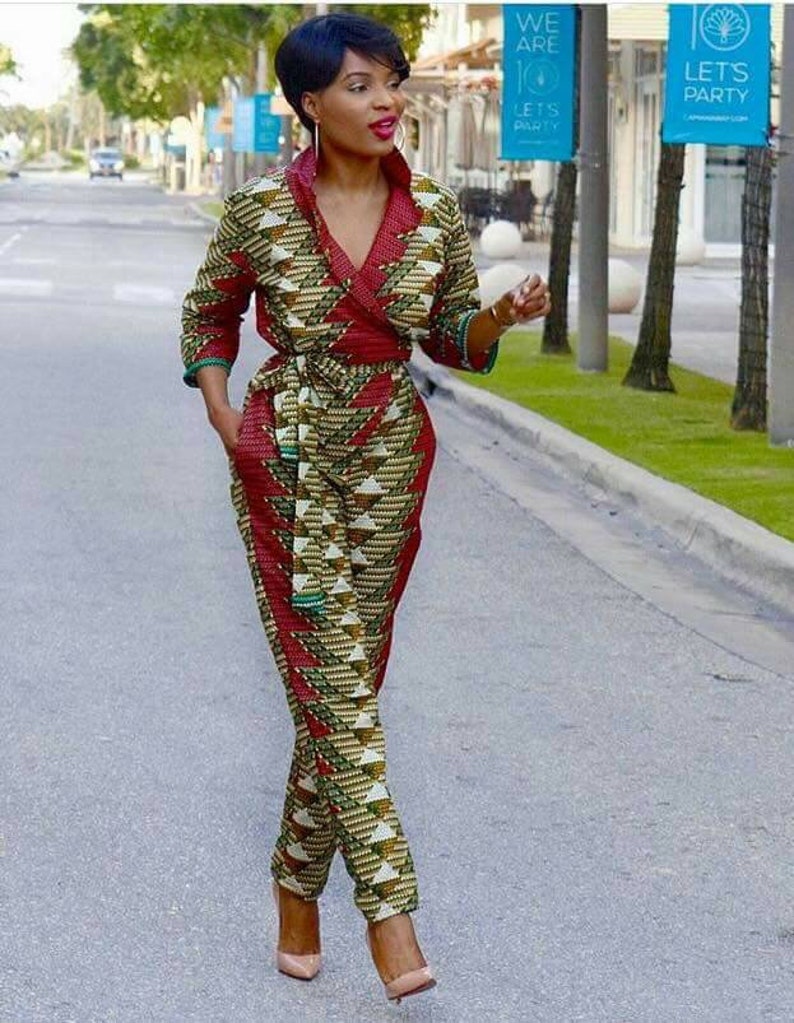 African clothing African party wear African jumpsuit with two sides pocket ankara print