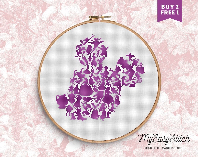 Cross Stitch Pattern Disney Silhouettes Mickey Mouse PDF Etsy