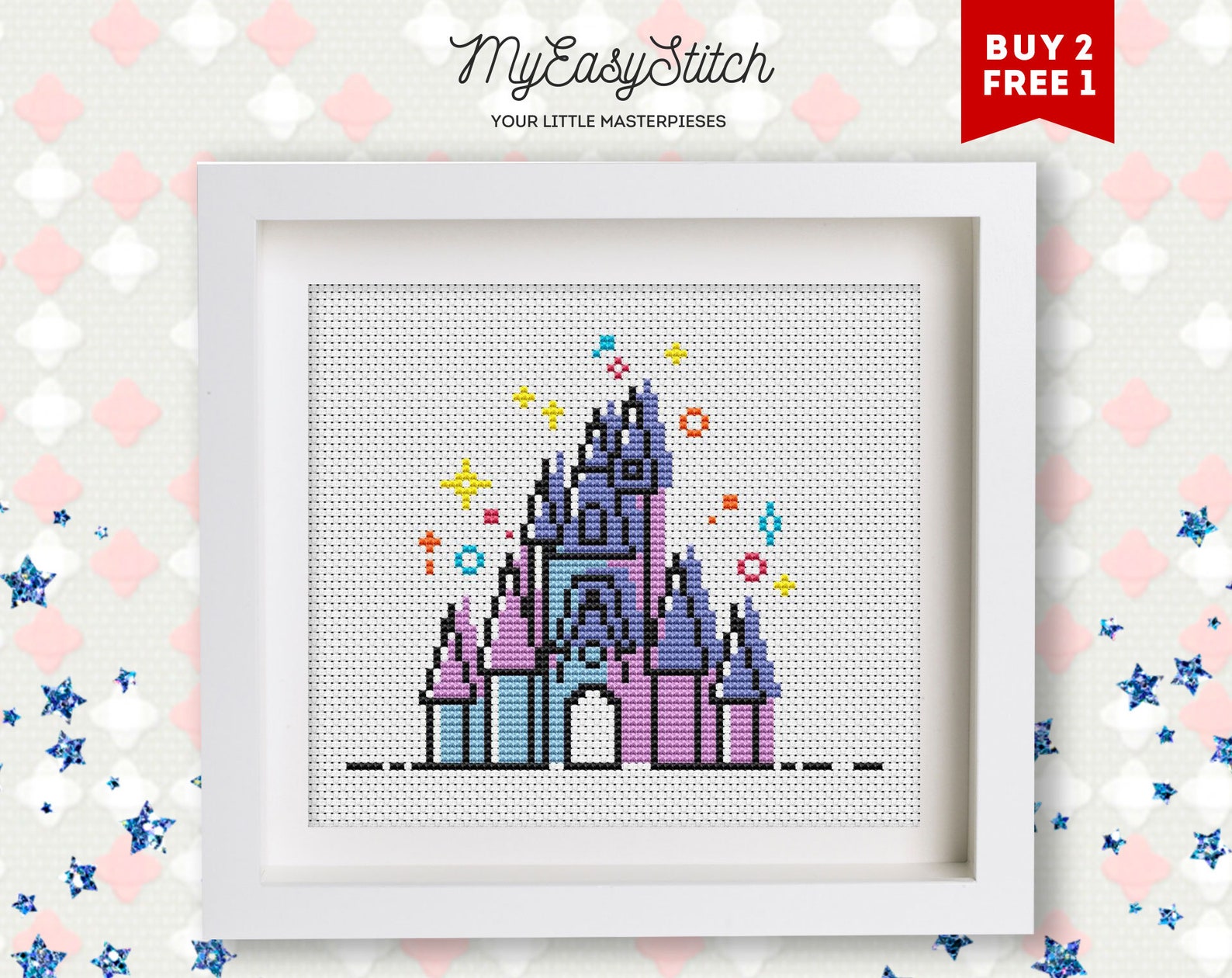 Purple Disney Castle Cross Stitch Pattern Disney Cross Stitch Etsy