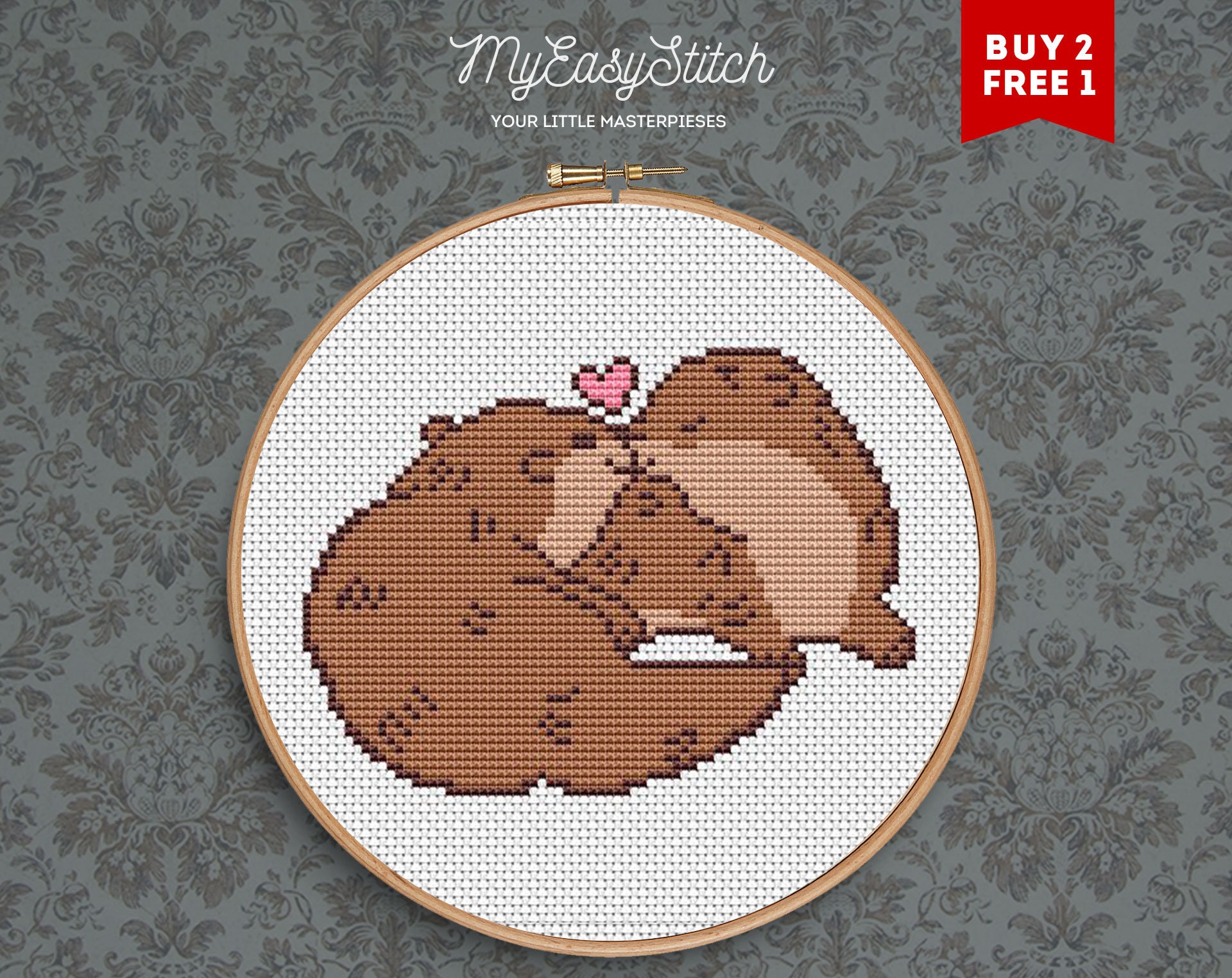 Otter Kiss Cross Stitch Otter Cross Stitch Pattern Love | Etsy