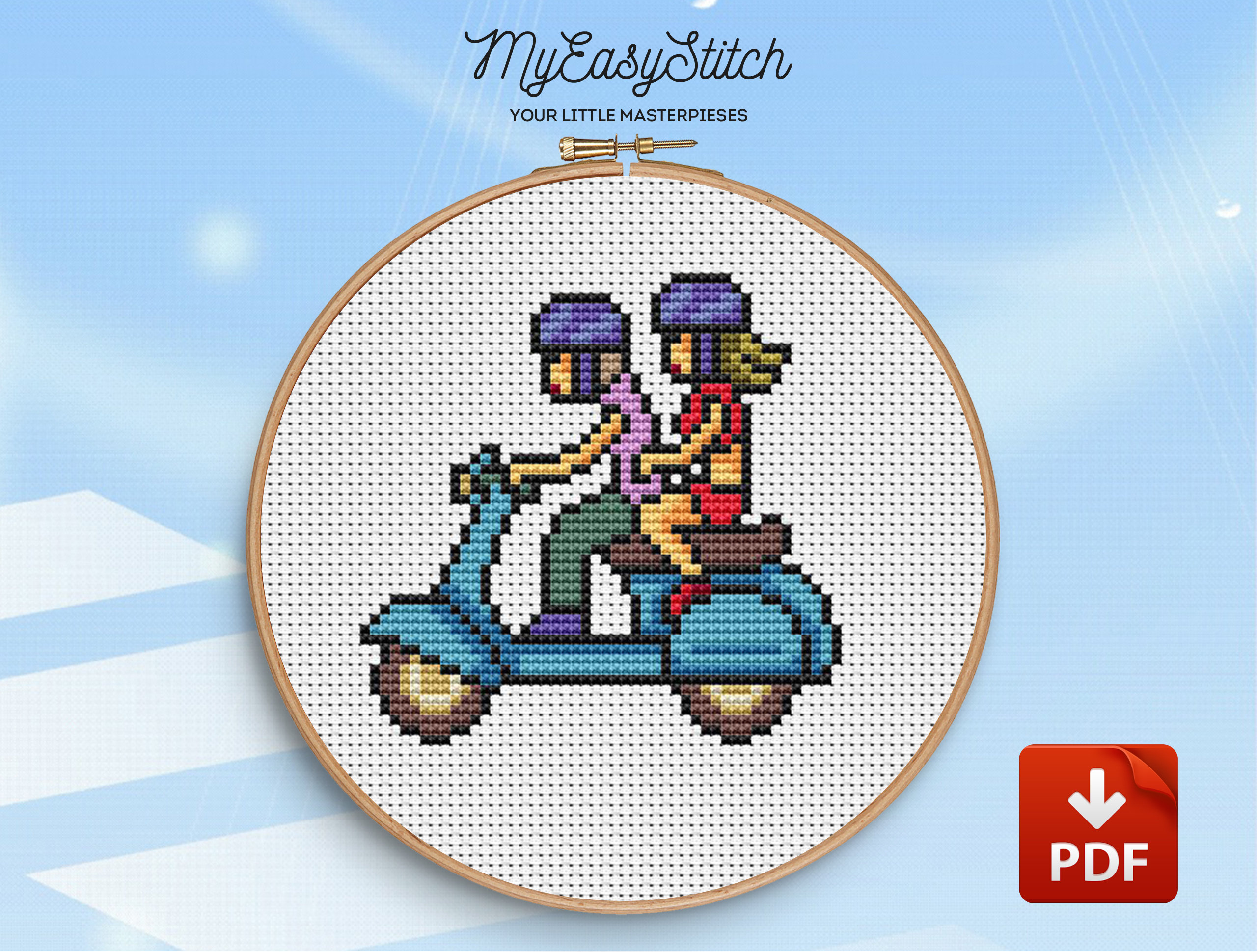 Scooter cross stitch pattern cross stitch pattern motorcycle | Etsy