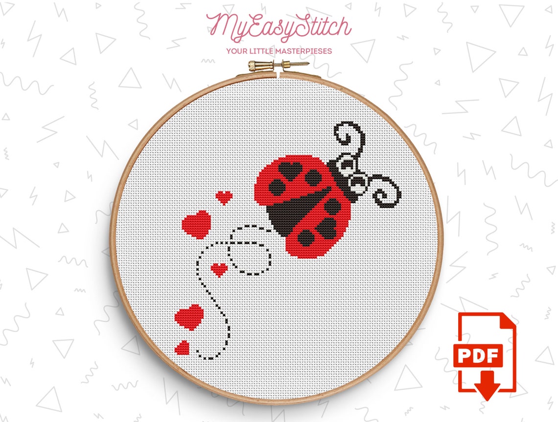 Ladybug love Cross Stitch Pattern Cross Stitch Pdf Xstitch Etsy