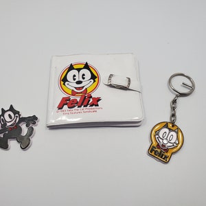 Vintage 1983 Felix the Cat Billfold - Keychain - 2&quot; Plastic Felix   FREE SHIPPING