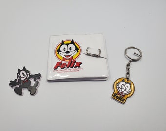 Vintage 1983 Felix the Cat Billfold - Keychain - 2" Plastic Felix   FREE SHIPPING