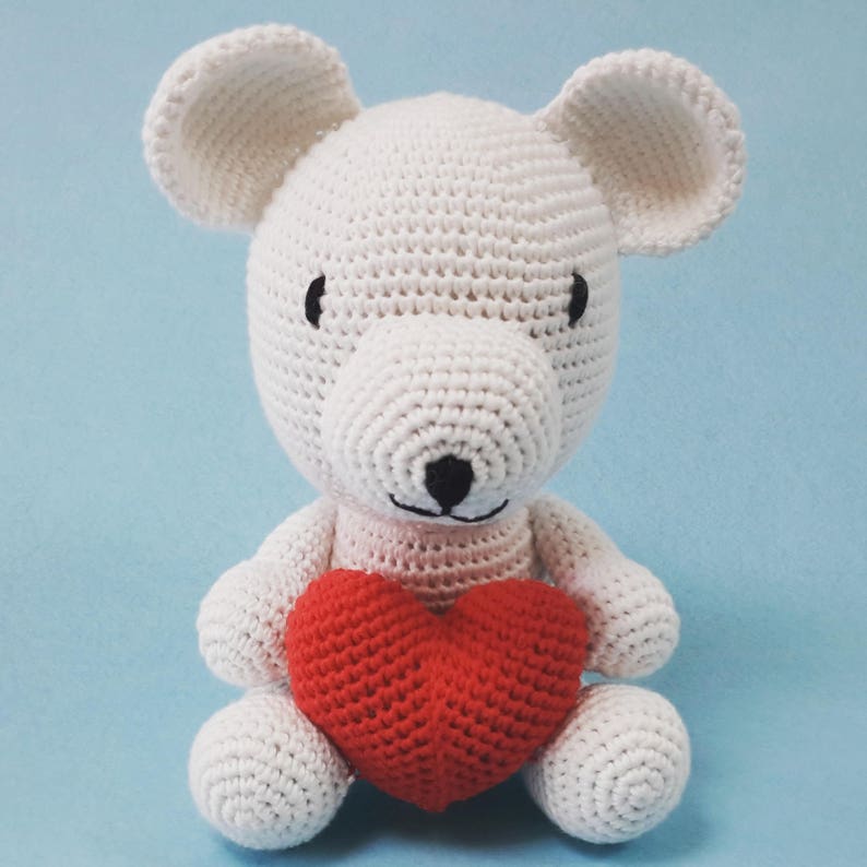 100Etsy al con cuoreUncinetto Teddy mano Amigurumi fatto a il Ovm80wNn