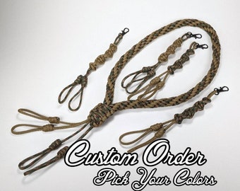 Custom Order 8 Strand Kumihimo Call Lanyard (with center drops)