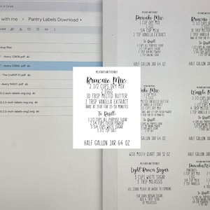 Pantry Labels - Print at Home - SVG & PDF (Digital Product Only) | Pantry Labels with Recipes for Mason Jar Lids
