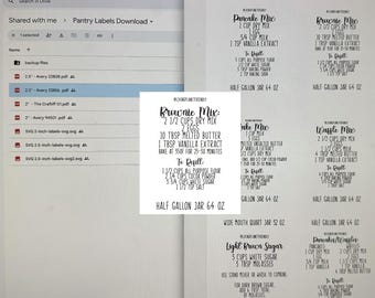 Pantry Labels - Print at Home - SVG & PDF (Digital Product Only) | Pantry Labels with Recipes for Mason Jar Lids