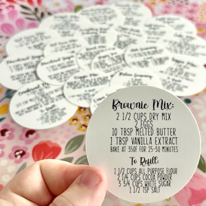 Individual Pantry Labels with Recipes for Mason Jar Lids - One Label | Dishwasher Safe