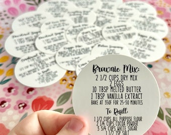 Individual Pantry Labels with Recipes for Mason Jar Lids - One Label | Dishwasher Safe