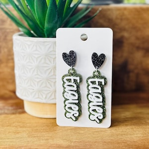 Pendientes de los Philadelphia Eagles, pendientes de acrílico, pendientes del Super Bowl, ¡Vamos Birds!