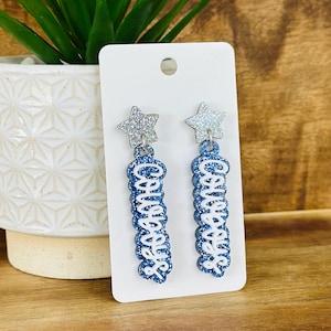 Handmade Cowboys Earrings, Hypoallergenic NFL Spirit Jewelry