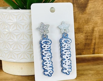 Handmade Cowboys Earrings, Hypoallergenic NFL Spirit Jewelry