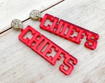 KC Chiefs Earrings, Kansas City Chiefs Earrings, Arrowhead Earrings, Superbowl Earrings, NFL Accessories, Chiefs Earrings