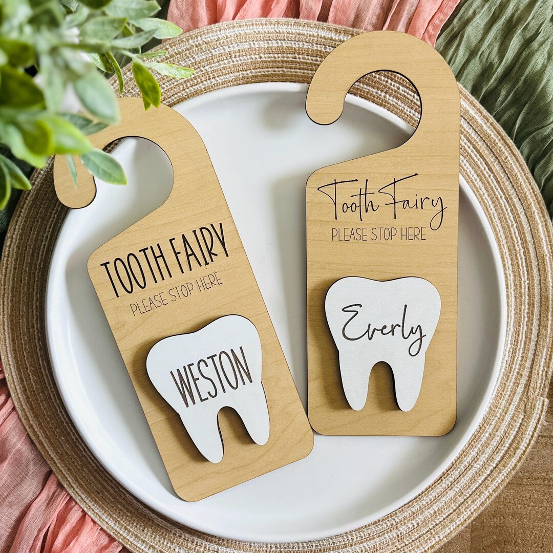 Personalized Tooth Fairy Door Hanger | Engraved Wooden Keepsake - Etsy