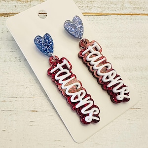 School Spirit Earrings, Glitter Acrylic Earrings, Gameday Earrings, Sports Mom Earrings, Football Earrings, Script Spirit Earrings