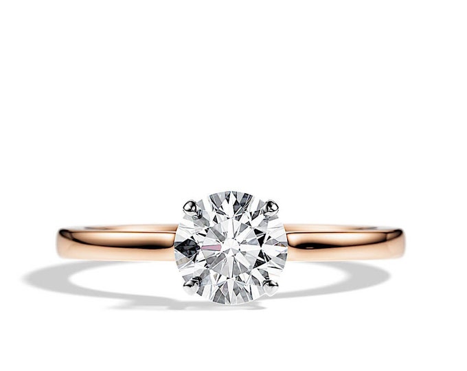 1 Carat Round Brilliant Lab Diamond Ring / Hidden Halo Engagement Ring / Minimalist Ring / 1 CT Lab Grown Diamond Ring / 14K 18K Rose Gold