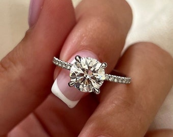 2 カラット ラウンド ラボ グロウン ダイヤモンド リング / CVD