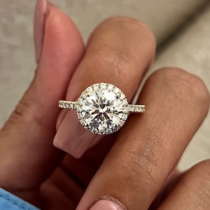 2 Carat Round Lab Grown Diamond Ring / CVD Diamond Engagement Ring / 2 CT Round Brilliant / Halo Engagement Ring / 2 CT Lab Grown Diamond